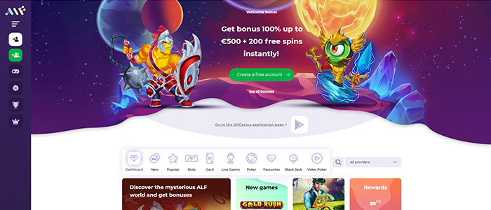 AlfCasino - €500 and 200 free spins