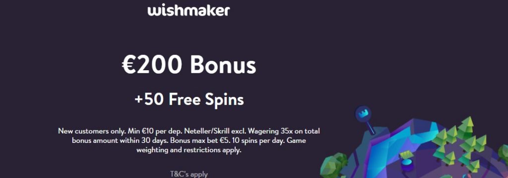 Wishmaker - €200 bonus + 50 Free Spins