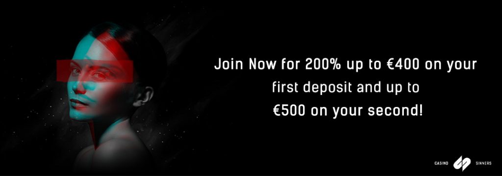 CasinoSinners - 200% first deposit bonus of up to €400